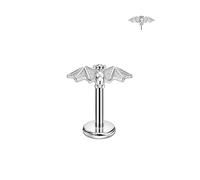 FANSING 316L Surgical Steel Threadless Push Pin Bat Stud Earring, 16 Gauge 6mm, Stainless Steel, no gemstone