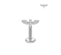 FANSING Bat Labret Studs with Zircon Threadless Push Pin Earrings 316L Surgical Steel Halloween Jewelry, 18 Gauge 6mm, Stainless Steel Cubic Zirconia, no gemstone
