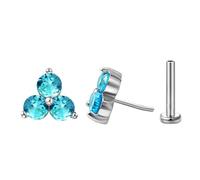 FANSING Cartilage Earring Tragus Stud Trio CZ Stone Flat Back Earring for Helix Conch Threadless Push Pin Labret Stud, 18 Gauge 6mm, Stainless Steel, No Gemstone