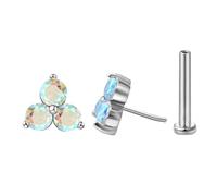 FANSING Cartilage Earring Tragus Stud Trio CZ Stone Flat Back Earring for Helix Conch Threadless Push Pin Labret Stud, 20 Gauge 6mm, Stainless Steel, No Gemstone
