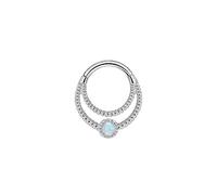 FANSING Opal Septum Jewelry Surgical Steel Crescent Moon Septum Rings for Women Twisted Design Daith Earring Hoop 8mm Septum Piercing Jewelry 16 Gauge