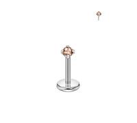 FANSING Single 316L Surgical Steel Threadless Labret Stud with CZ for Nose Cartilage Helix Rook Conch Tragus Earlobe Piercings, 2.0mm, 20 Gauge 5mm, Stainless Steel Cubic Zirconia, no gemstone