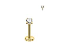 FANSING Single 316L Surgical Steel Threadless Labret Stud with CZ for Nose Cartilage Helix Rook Conch Tragus Earlobe Piercings, 2.0mm, 18 Gauge 10mm, Stainless Steel Cubic Zirconia, no gemstone
