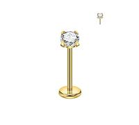 FANSING Single 316L Surgical Steel Threadless Labret Stud with CZ for Nose Cartilage Helix Rook Conch Tragus Earlobe Piercings, 2.5mm, 18 Gauge 10mm, Stainless Steel Cubic Zirconia, no gemstone