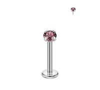 FANSING Single 316L Surgical Steel Threadless Labret Stud with CZ for Nose Cartilage Helix Rook Conch Tragus Earlobe Piercings, 3.0mm, 16 Gauge 8mm, Stainless Steel Cubic Zirconia, no gemstone