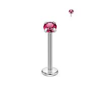 FANSING Single 316L Surgical Steel Threadless Labret Stud with CZ for Nose Cartilage Helix Rook Conch Tragus Earlobe Piercings, 2.5mm, 20 Gauge 5mm, Stainless Steel Cubic Zirconia, no gemstone