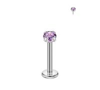 FANSING Single 316L Surgical Steel Threadless Labret Stud with CZ for Nose Cartilage Helix Rook Conch Tragus Earlobe Piercings, 1.5mm, 16 Gauge 6mm, Stainless Steel Cubic Zirconia, no gemstone