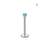 FANSING Single 316L Surgical Steel Threadless Labret Stud with CZ for Nose Cartilage Helix Rook Conch Tragus Earlobe Piercings, 2.0mm, 18 Gauge 6mm, Stainless Steel Cubic Zirconia, no gemstone