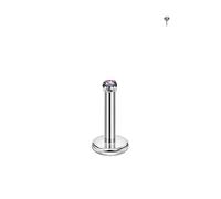 FANSING Single 316L Surgical Steel Threadless Labret Stud with CZ for Nose Cartilage Helix Rook Conch Tragus Earlobe Piercings, 2.0mm, 20 Gauge 10mm, Stainless Steel Cubic Zirconia, no gemstone