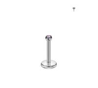 FANSING Single 316L Surgical Steel Threadless Labret Stud with CZ for Nose Cartilage Helix Rook Conch Tragus Earlobe Piercings, 1.5mm, 20 Gauge 6mm, Stainless Steel Cubic Zirconia, no gemstone