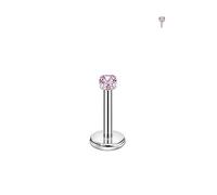 FANSING Single 316L Surgical Steel Threadless Labret Stud with CZ for Nose Cartilage Helix Rook Conch Tragus Earlobe Piercings, 2.5mm, 20 Gauge 6mm, Stainless Steel Cubic Zirconia, no gemstone