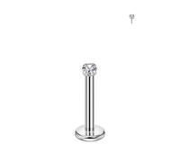 FANSING Single 316L Surgical Steel Threadless Labret Stud with CZ for Nose Cartilage Helix Rook Conch Tragus Earlobe Piercings, 2.0mm, 20 Gauge 6mm, Stainless Steel Cubic Zirconia, no gemstone
