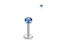 FANSING Single 316L Surgical Steel Threadless Labret Stud with CZ for Nose Cartilage Helix Rook Conch Tragus Earlobe Piercings, 2.5mm, 16 Gauge 8mm, Stainless Steel Cubic Zirconia, no gemstone