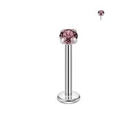 FANSING Single 316L Surgical Steel Threadless Labret Stud with CZ for Nose Cartilage Helix Rook Conch Tragus Earlobe Piercings, 2.5mm, 16 Gauge 10mm, Stainless Steel Cubic Zirconia, no gemstone