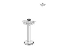 FANSING Spider Web Labret Studs with Zircon Threadless Push Pin Earrings 316L Surgical Steel Halloween Jewelry, 18 Gauge 6mm, Stainless Steel Cubic Zirconia, no gemstone