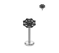 FANSING Spider Web Threadless Push Pin Labret Studs Surgical Steel Halloween Piercing Jewelry, 20 Gauge 8mm, Stainless Steel, no gemstone