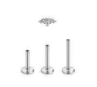 FANSING Surgical Steel Cartilage Stud with 18g/16g 6mm 8mm 10mm Internally Threaded Labret Post Silver/Gold, Stainless Steel Cubic Zirconia, no gemstone