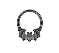 FANSING Surgical Steel Halloween Septum Rings 16g 10mm Bat Septum Piercing Black/Silver, Metal, not known