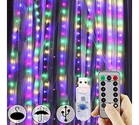FANSIR Curtain Fairy Lights, 3m×3m 300LED Fairy Lights with 8 Modes Remote Control Timer Adjustable Brightness Waterproof Curtain Light Plug in for Bedroom Garden Party Wedding Christmas (Multicolor)