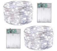 FANSIR Led Fairy String Lights, 2 Pack 50 LED Silver Wire Fairy String Lights Battery Operated LED Twinkle Waterproof Lights for Bedroom, Christmas, Party, Wedding Outdoor Indoor Decor(Cool White)