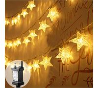 FANSIR Plug in LED String Lights, 100 LED Star Fairy Lights Mains Powered 33ft 8 Modes Waterproof Outdoor Indoor String Star Light for Christmas Bedroom Wedding Party Balcony Decorations (Warm White)