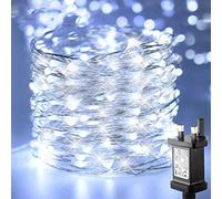 FANSIR Plug in LED String Lights, 200 LED Plug Fairy Lights 66 feet 8 Modes Silver Wire Lights Dimmble Waterproof String Lights for Bedroom Wedding Party Indoor Outdoor Decoration (Cool White)