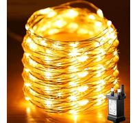 FANSIR Plug in LED String Lights, 300 LED Plug Fairy Lights Mains Powered 99ft 8 Modes Silver Wire Dimmble Waterproof Light for Bedroom Wedding Party Indoor Outdoor Christmas Decoration (Warm White)