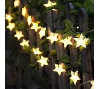 FANSIR String Lights, 23ft 50 Fairy Lights Outdoor Solar Powered Led Star Waterproof 8 Modes Decorative Light for Garden Patio Yard Home Wedding Party, Warm White