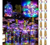 FANSIR Wine Bottle Lights with Cork, 10 Pack Battery Operated LED Cork Silver Wire Fairy Mini String Light for Party Birthday Wedding Christmas DIY Table Centrepiece Indoor/Outdoor Decor (Multicolor)