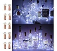 FANSIR Wine Bottle Lights with Cork, 10 Pack Battery Operated LED Cork Shape Silver Wire Fairy Mini String Lights for DIY, Party, Decor, Wedding Indoor Outdoor(Cool White)