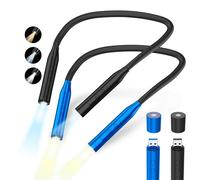 fansitc 2Pcs LED Neck Reading Lights, Book Light for Reading in Bed, 3 Colors, 3 Brightness Levels, 380° Rotating Neck Light Rechargeable, 80 Hrs Runtime for Reading, Knitting, Crafting, Repairing