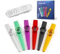 Fansjoy Kazoos 6 Pack, Multipack Metal Kazoos Musical Instruments with 12 Flute Membranes for Music Lover Beginners