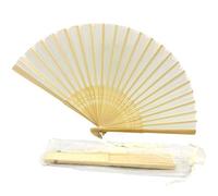 FANSOF.FANS Chinese Silk Folding Hand Fan - Bamboo Handheld Paper Fan Style with Tassel, White Wedding Fans for Guests, Bridal Shower & Hen Party Favours, Japanese Fan Wedding Prop s & Party Decor