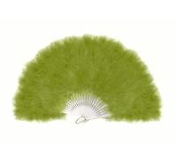 FANSOF.FANS Marabou Feather Hand Fan 45cm, Fancy Dress Wedding Party Favour Gift Outdoor Vintage Dance Photoshoot (Olive Green)
