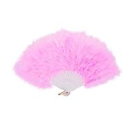 FANSOF.FANS Marabou Feather Hand Fan 45cm, Fancy Dress Wedding Party Favour Gift Outdoor Vintage Dance Photoshoot (Soft Pink)