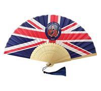 FANSOF.FANS Official King Charles III Coronation 2023 Emblem printed Folding Fabric Handheld Fan for Royal Events, Celebration, Party, Wall Or Window Decoration, Souvenir, Gift, Bunting, Flag