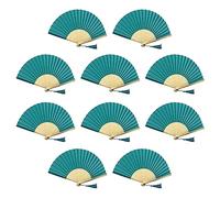 FANSOF.FANS Pack of 10 Chinese Folding Hand Fans - Silk Fabric Handheld Fan with Bamboo Ribs & Tassel, Wedding Fans for Guests, Bridal Shower & Hen Party Favours, Paper Fan Style Wedding Props