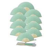 FANSOF.FANS Pack of 10 Chinese Folding Hand Fans - Silk Fabric Handheld Fan with Bamboo Ribs & Tassel, Wedding Fans for Guests, Bridal Shower & Hen Party Favours, Paper Fan Style Wedding Props