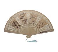 FANSOF.FANS Vintage Sandalwood Handheld Folding Hand Fan With a Tassel for Women Girls Summer Party Event Favour Birthday Wedding Souvenir Gift (Botanical Bliss)
