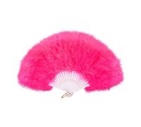 FANSOFFANS Marabou Feather Hand Fan 45cm, Fancy Dress Wedding Party Favour Gift Outdoor Vintage Dance Photoshoot (Light Fuchsia Pink)