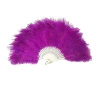 FANSOFFANS Marabou Feather Hand Fan 45cm, Fancy Dress Wedding Party Favour Gift Outdoor Vintage Dance Photoshoot (Dark Purple)