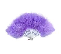 FANSOFFANS Marabou Feather Hand Fan 45cm, Fancy Dress Wedding Party Favour Gift Outdoor Vintage Dance Photoshoot (Soft Purple)