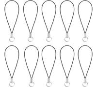 Fansoftiks 10Pcs Silver Tone Black Lanyard Strap,Split Ring Cell Phone Charm and Clasp for Phone,MP3,USB Flash Drive,Keys,Multi-Device Durable Cord, Keychain and Tech Accessories