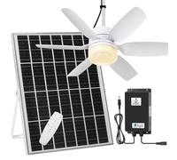 Fanspex 20.5" Rechargeable Solar Ceiling Fan with Battery Holder 25W Solar Powered for Gazebo Outdoor Chicken Coop