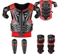 Fansport Protective Gear Set Safety Adjustable Professional Breathable Chest Protector Elbow Pads Knee Pads for Skiing