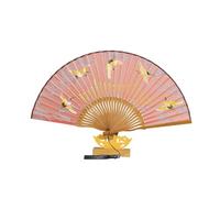 FANSU 2/4/6/8 Pack Hand Fan Folding Bamboo Wooden Chinese Handheld Fan Folding Manual Foldable Hand fan for Women Men for Decoration Cosplay Props Wedding Party, Classic Crane (Pink,2 pcs)