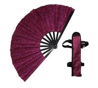 FANSU 2/4/6/8 Pack Large Handheld Folding Fan Laser Rave Folding Hand Fan Holographic Foldable Popping Line Dance Portable Clapper fan with Elastic Band for Women Dancing Laser Rave (Purple,8 pcs)
