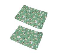 FANSU 2 Pack Absorbent Puppy Pads, Non-Slip Cartoon Puppy Training Pads Reusable Dog Mat Washable Dog Training Pads Large Puppy Pads for Crate, Potty Training, Car, Travel (40x30cm,Green)