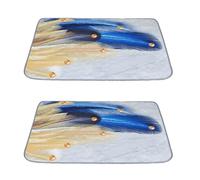 FANSU 2 Pack Absorbent Puppy Pads, Non-Slip Puppy Training Pads Reusable Dog Mat Washable Feather Print Dog Training Pads Large Puppy Pads for Crate, Potty Training, Car (70x50cm,Golden Blue)