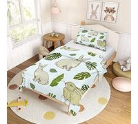 FANSU 2 Pieces Kids Duvet Cover Set 3D Cute bunny Printed Single Bedding Soft Microfiber Comforter Cover for Toddler Teens Children Quilt Cover with Matching Pillowcase (120x150cm,Tropical Leaves)